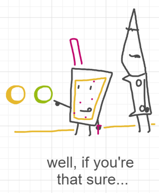 A panel from Running Duos, episode four of the Board Boards object show by Furretwalk/WalkingFurret.